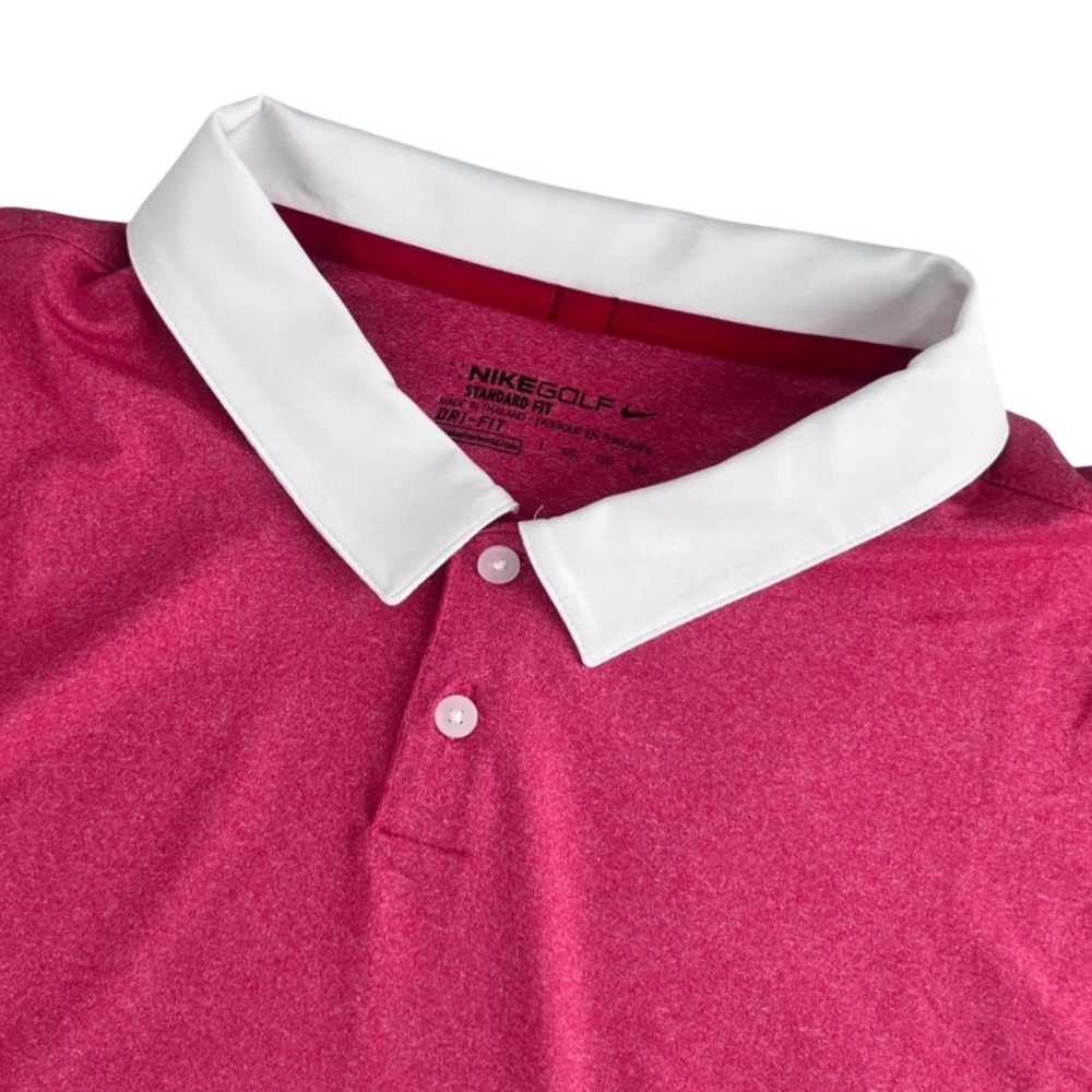Nike Golf Dri Fit Polo Shirt Men XXL Pink Heathered Standard Fit Outdoors Sports